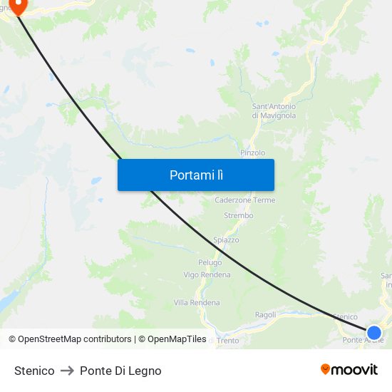 Stenico to Ponte Di Legno map