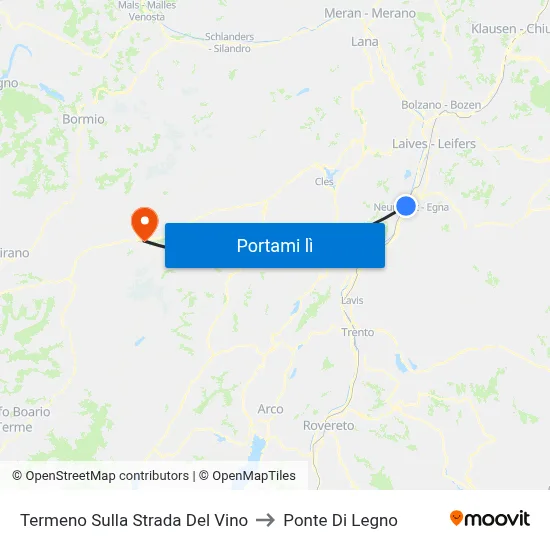 Termeno Sulla Strada Del Vino to Ponte Di Legno map