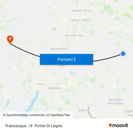 Transacqua to Ponte Di Legno map