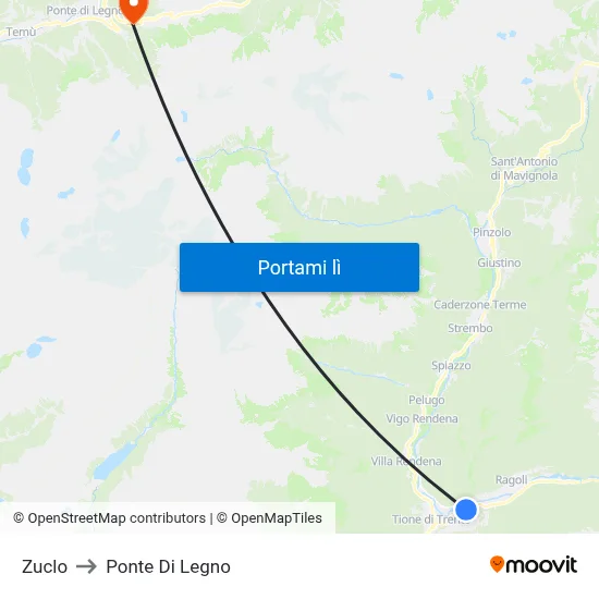 Zuclo to Ponte Di Legno map