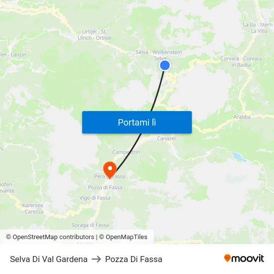 Selva Di Val Gardena to Pozza Di Fassa map