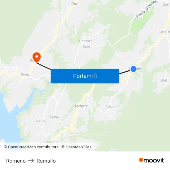 Romeno to Romallo map