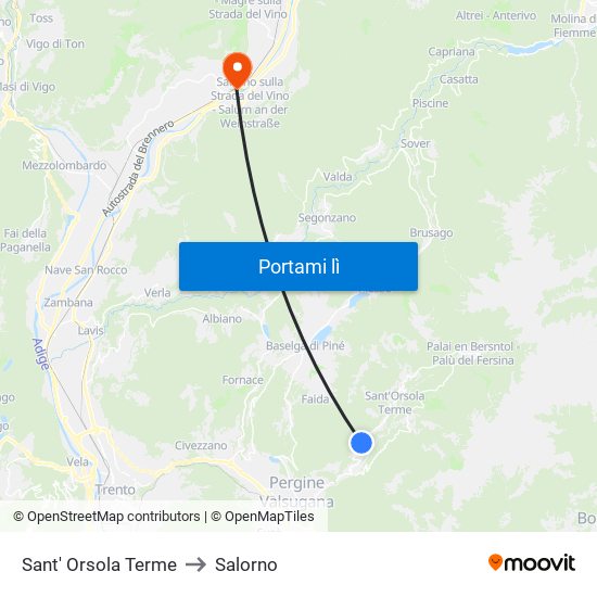 Sant' Orsola Terme to Salorno map