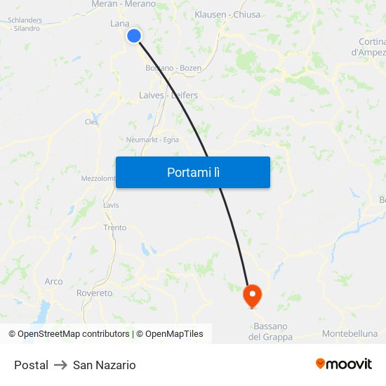 Postal to San Nazario map