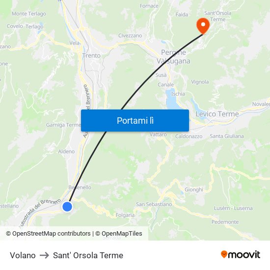 Volano to Sant' Orsola Terme map