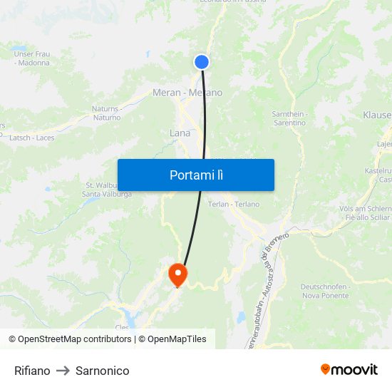 Rifiano to Sarnonico map