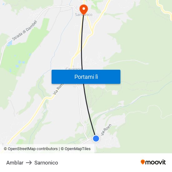 Amblar to Sarnonico map