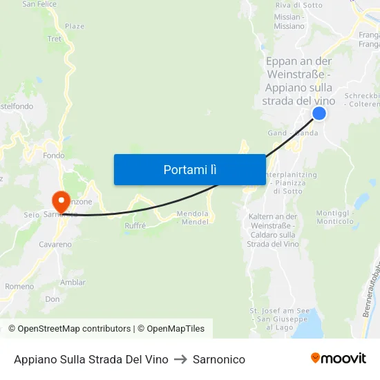 Appiano Sulla Strada Del Vino to Sarnonico map
