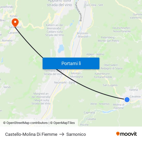 Castello-Molina Di Fiemme to Sarnonico map