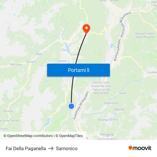 Fai Della Paganella to Sarnonico map