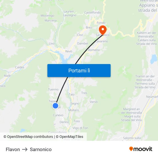 Flavon to Sarnonico map