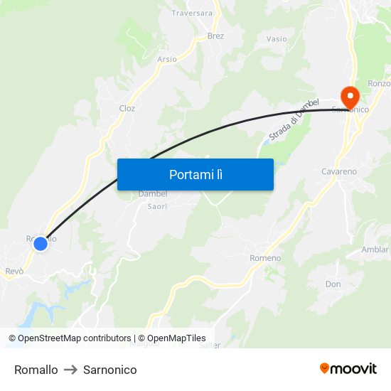 Romallo to Sarnonico map