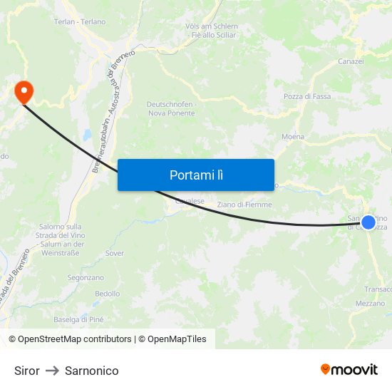 Siror to Sarnonico map