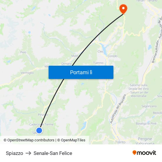 Spiazzo to Senale-San Felice map