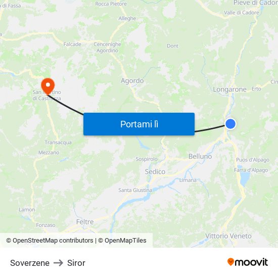 Soverzene to Siror map