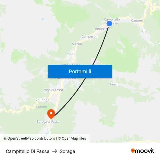 Campitello Di Fassa to Soraga map