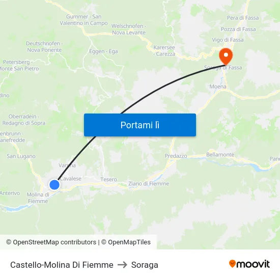 Castello-Molina Di Fiemme to Soraga map