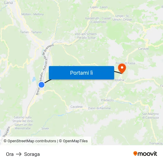 Ora to Soraga map