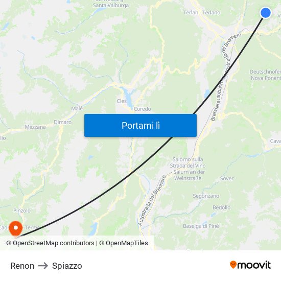 Renon to Spiazzo map