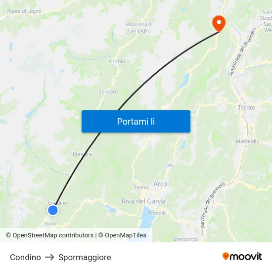 Condino to Spormaggiore map