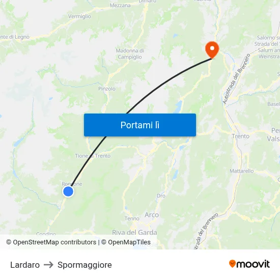 Lardaro to Spormaggiore map