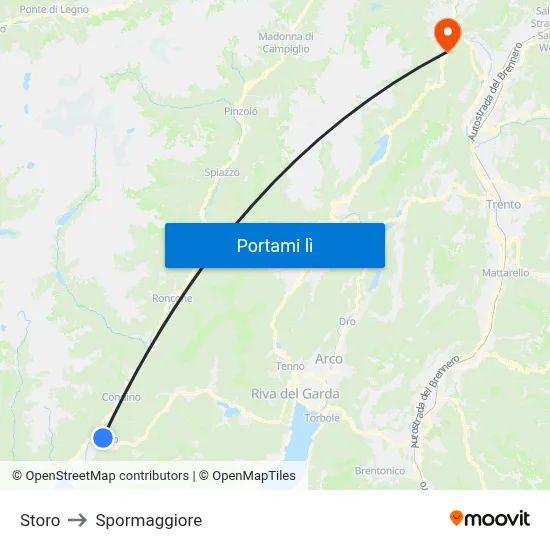 Storo to Spormaggiore map