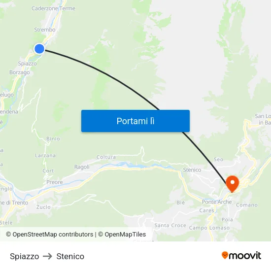 Spiazzo to Stenico map