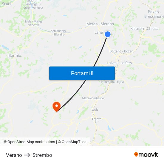 Verano to Strembo map