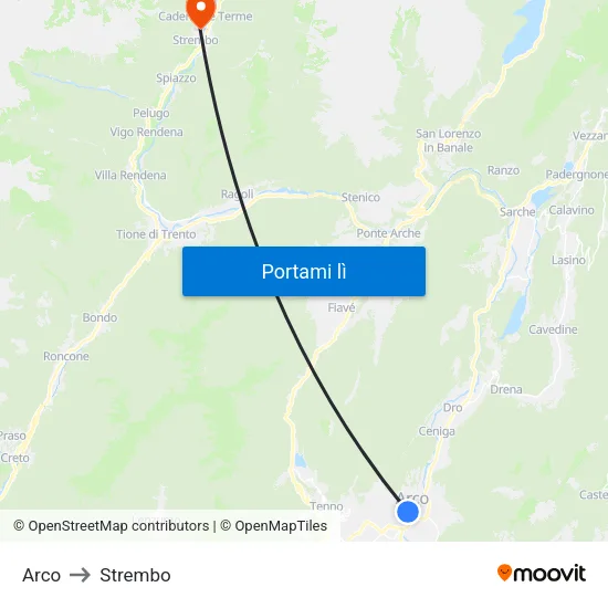 Arco to Strembo map