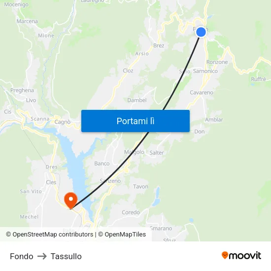 Fondo to Tassullo map