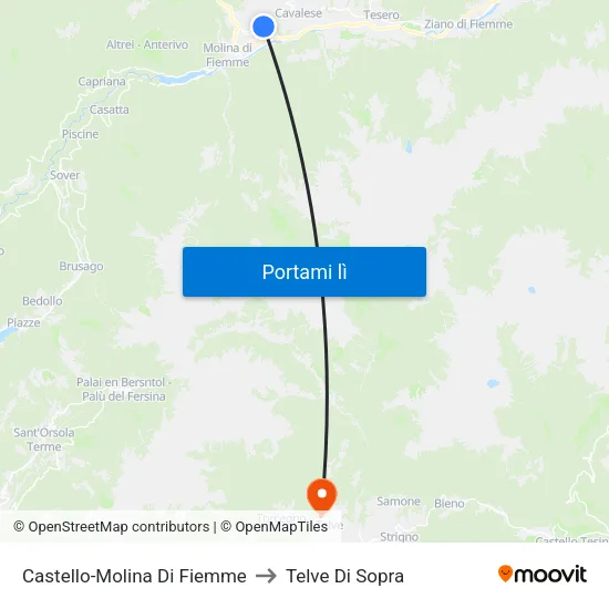 Castello-Molina Di Fiemme to Telve Di Sopra map