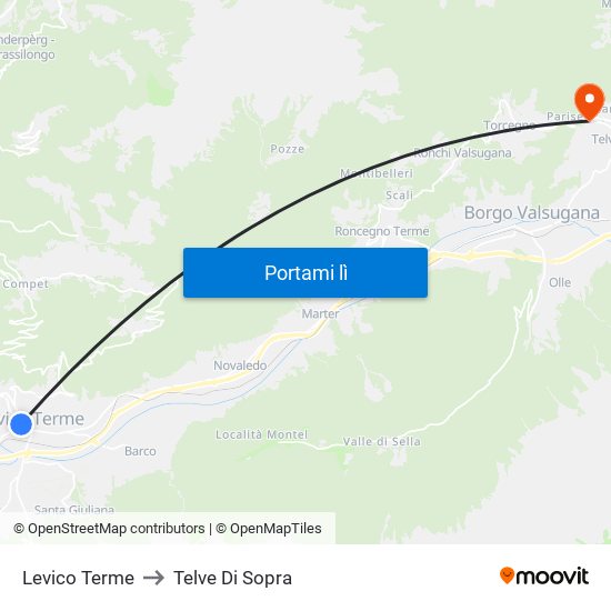 Levico Terme to Telve Di Sopra map