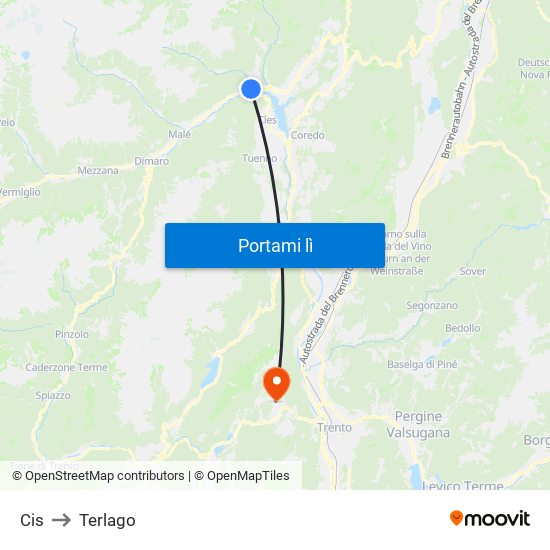Cis to Terlago map