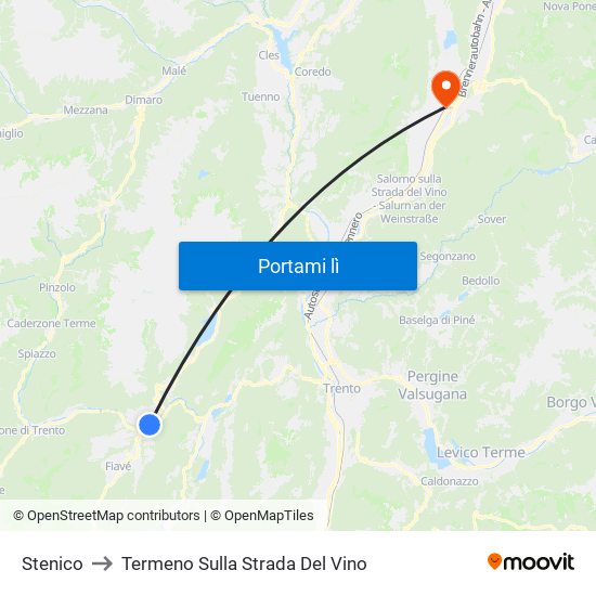 Stenico to Termeno Sulla Strada Del Vino map