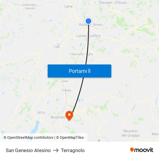 San Genesio Atesino to Terragnolo map