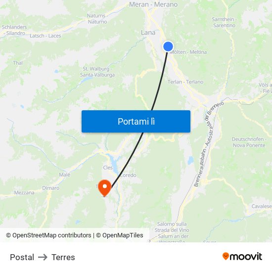 Postal to Terres map