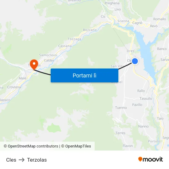 Cles to Terzolas map