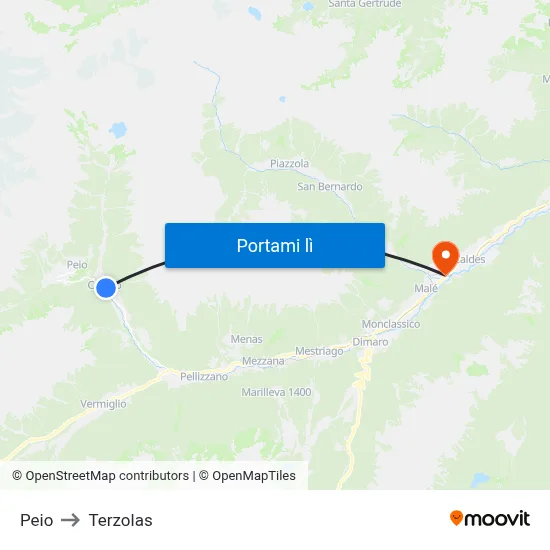 Peio to Terzolas map