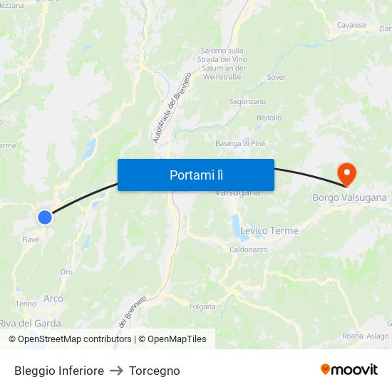 Bleggio Inferiore to Torcegno map
