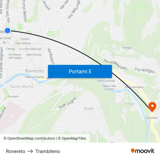 Rovereto to Trambileno map