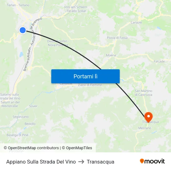 Appiano Sulla Strada Del Vino to Transacqua map
