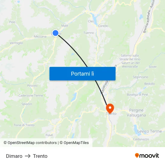 Dimaro to Trento map