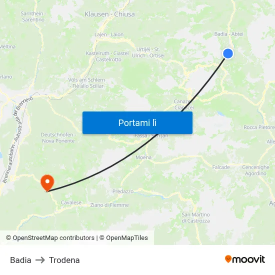 Badia to Trodena map