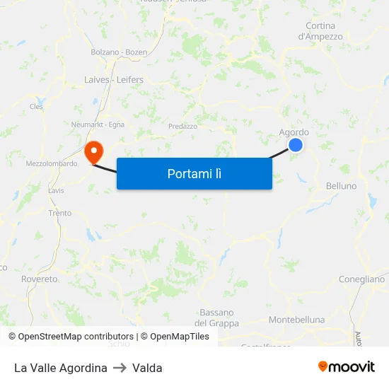 La Valle Agordina to Valda map