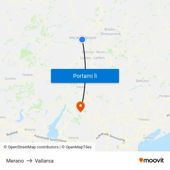 Merano to Vallarsa map
