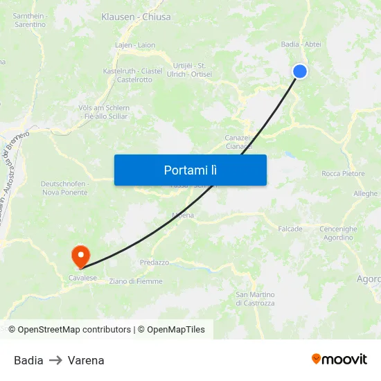 Badia to Varena map
