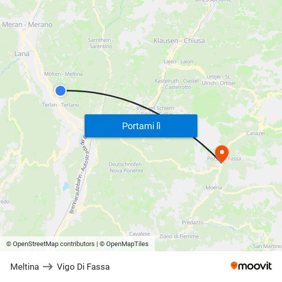 Meltina to Vigo Di Fassa map