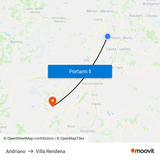 Andriano to Villa Rendena map