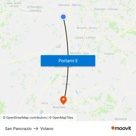 San Pancrazio to Volano map
