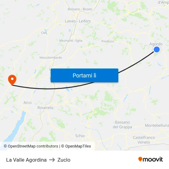 La Valle Agordina to Zuclo map
